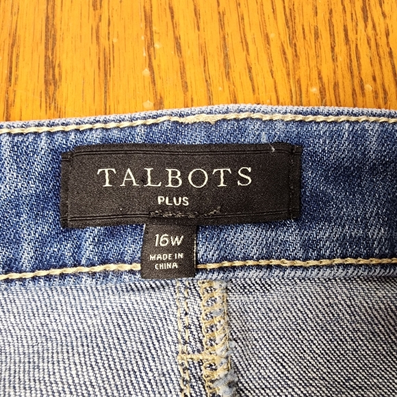 NWT TALBOTS BLUE DENIM SKIRT EMBOSSED FLORAL PLUS SIZE 16W $99 - Picture 8 of 10